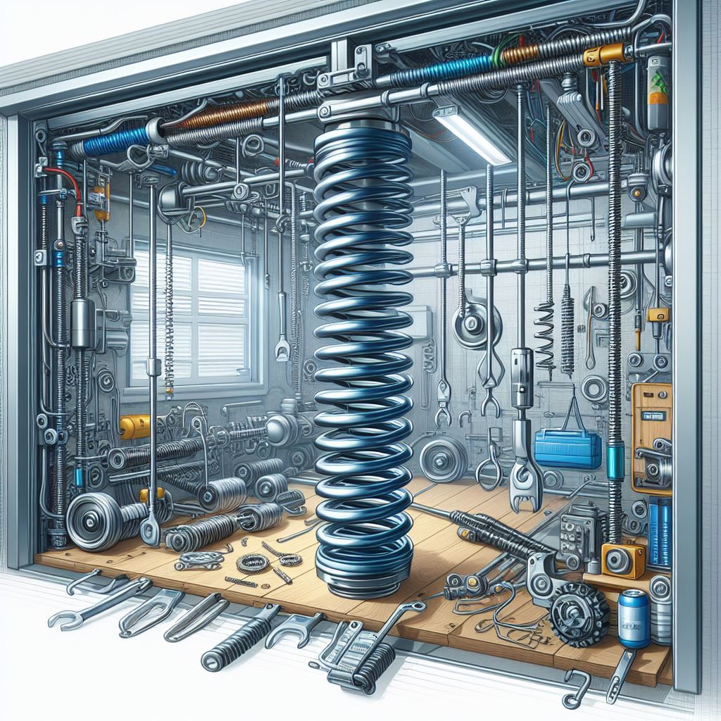 depicting torsion springs in a garage door system